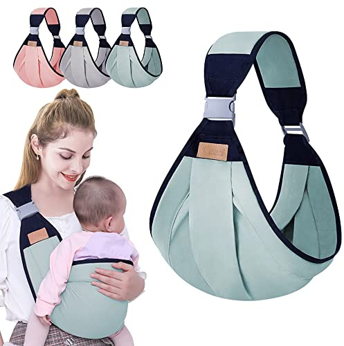 Tyuodna Tragetuch Baby,Babytrage Neugeborene ab Geburt，Verstellbare Babytragetuch mit Dicken Schultergurten,Tragegurt Baby,Baby Carrier für Babys von 0 bis 36 Monaten (Grün)
