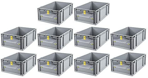SparSet 10x Eurobox NextGen Insight Cover | HxBxT 22x40x60 | 44 Liter | Niedrig/Gelb | Eurobehälter, Transportbox, Transportbehälter, Stapelbehälter