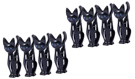 Artibetter 8 Stück Kunststoff-Wäscheklammern Cartoon-Stifte Kleidung Handtücher Haushalt Kreative Clips Zum Aufhängen Versiegeln Wäscheklammern Katze Schwarzes Handtuch Strand