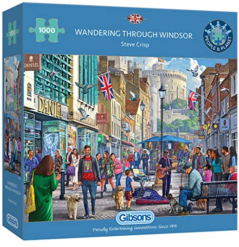 Gibsons Wandering Through Windsor | 1000 Piece Jigsaw Puzzle | Windsor Town & Castle | Sustainable Jigsaw Puzzle for Adults | Premium 100% Recycled Board | Great Gift for Adults