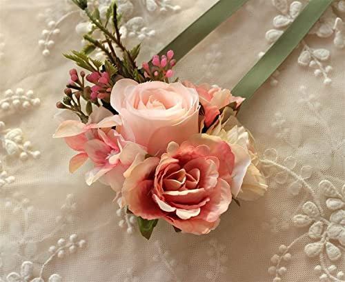 CAZARU Rosa Bräutigam Mann Ansteckblume Braut Mädchen Handgelenk Corsage Kunstseide Rose Kunstblumen Hochzeit Anzug Dekoration