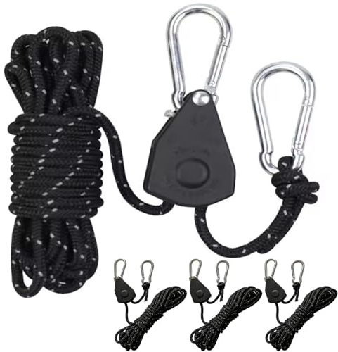 4 cuerdas tensoras reflectantes de 13 ft/4 m con tensor de cuerda, diámetro de 4 mm, trinquete ajustable con gancho, cuerda de paracordseil Abspannleine Zelanda tienda camping