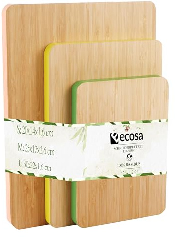 Tabla de cortar de madera, juego de 3 tablas de cortar de bambú sostenible, tabla de cortar, tabla de cortar, tabla de cortar, tabla de cortar, tabla de servir, respetuosa con el medio ambiente,