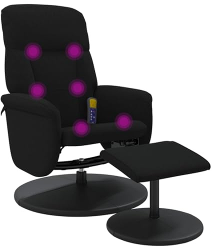 vidaXL Massagesessel, Sessel Verstellbare Rückenlehne, Drehbar Fernsehsessel Relaxsessel mit Fußhocker, Liegesessel Polstersessel Ruhesessel, Schwarz Samt
