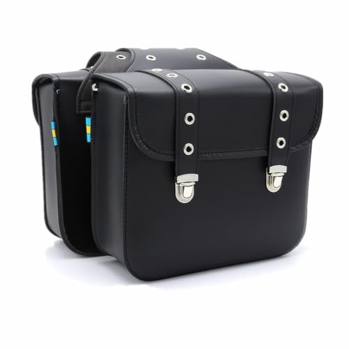 TentHome Rücksitz Seitentaschen Doppelte Fahrrad Gepäckträgertasche PU Leder Retro Fahrradtasche für Gepäckträger Hinterradtasche Schwanz Gepäck für Motorrad Rennrad Mountainbike Schwarz B