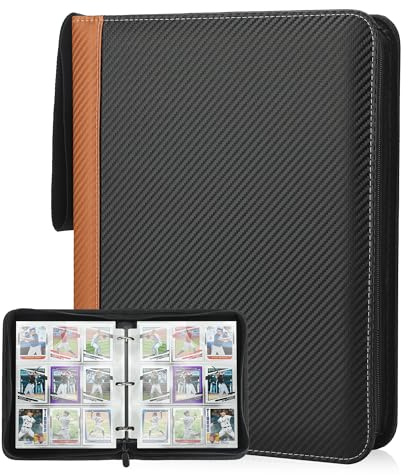 Deoyibu Álbum de tarjetas coleccionables para 900 tarjetas, álbum de recortes con 9 compartimentos, 50 páginas para organizadores de tarjetas, carpeta de PU, para tarjetas deportivas, MTG, TCG,