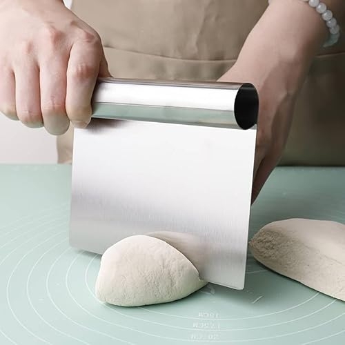CHEFZOCO Rasqueta cortadora masa, Raspador de Masa, Cortador de Masa, Cortador pastelería, Raspador de Pan, Espátula para pizza, Acero Inoxidable de Calidad Alimentaria, 15 cm ancho