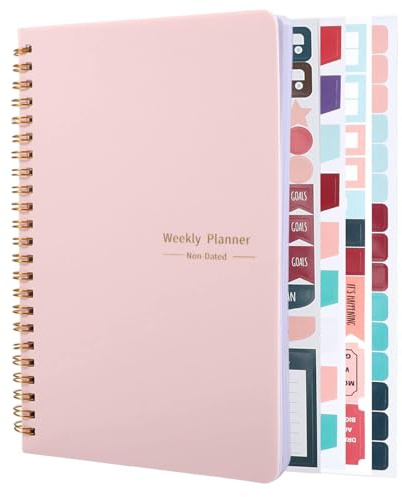 SinChic Weekly Planner Notebook,To Do List Notebook 52 Pages A5 Spiral Productivity Checklist Organizer with 4 Sheets Plan Stickers for Work Planner College Schedule Pink