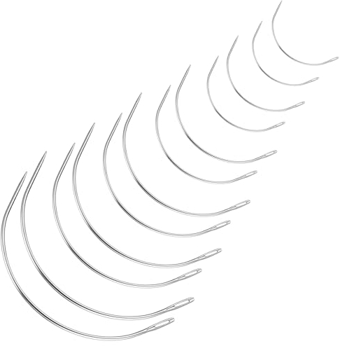 12 Piezas Agujas Curvas de Tapicería, Agujas de Costura Curvas, Agujas para Cuero, Juego de Agujas de Coser a Mano, Agujas de Bordado para Trabajos en Cuero, Herramientas de Costura