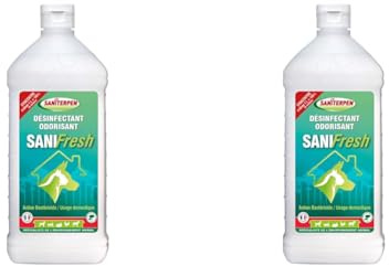 SANITERPEN - Désinfectant Parfumant SaniFresh - Spécial Animaux de Compagnie Multi-surfaces - Produit Tout Type de Sols - Parfum Mentholé - Fabrication Française - Flacon 1 L (Lot de 2)