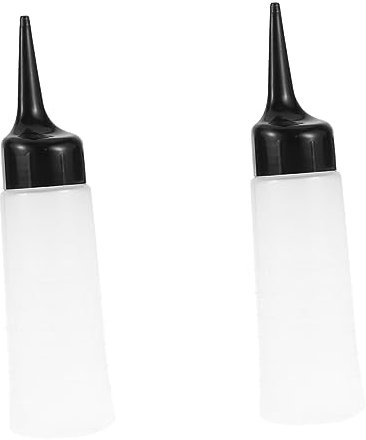 AUTSUPPL 2 Pcs Small Refillable Shampoo Bottles with Angled Nozzle for Hair Dye and Dry Cleaning Soft Plastic Hair Dye Containers for Salon Use