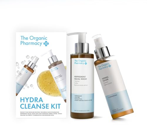The Organic Pharmacy Hydra Cleanse Kit, 350ml - Cleanse & Hydrate, With Peppermint, Tea Tree, Eucalyptus, 11 Botanicals, Organic 10.3% & 86.4%