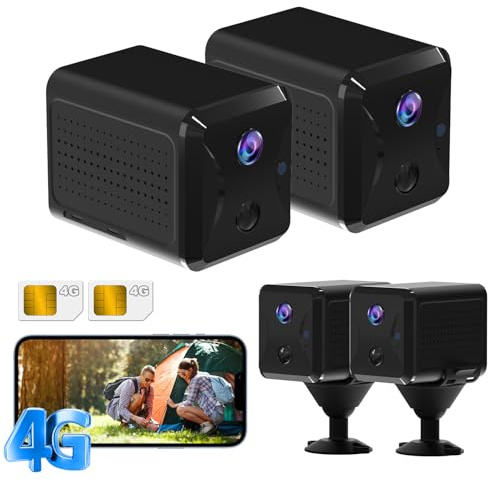 UCOCARE Camera 4G avec Carte SIM (2 Pièces), Camera de Surveillance sans Internet, 5200mAh Batterie, HD Portable Camera, Angle Vision 160°, Détection Mouvement AI, Vision Nocturne