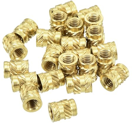 QUARKZMAN 100 Stück Gewindeeinsatz, Gerändelte Einpressmuttern, M3 x 5,7 mm L x 4,6 mm OD 3D-Druck Messingmuttern Weibliche Gewindeeinsätze Messing-Heizeinsatz-Einbettungsmutter