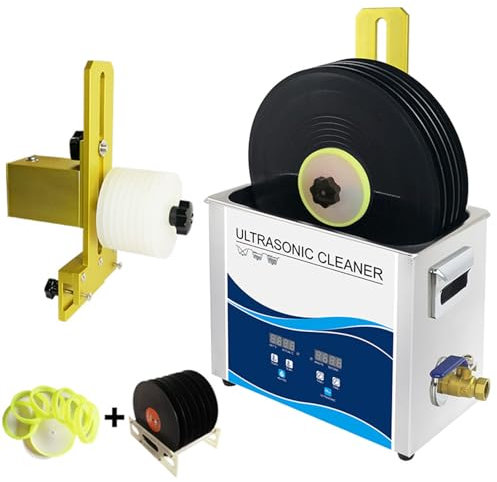 GXLDIANPU 6.5L Ultrasonic Vinyl Record Cleaner, 180W Vinyl Record Cleaning System, Temperature And Time Can Be Set with Degas, Automatic Rotation, Working Frequency 40kHz for 7inch/12inch Record