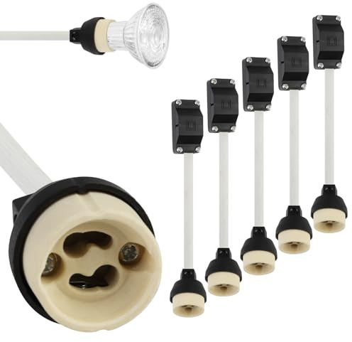 5 Pack GU10 Lamp Holder High Temperature Resistant GU10 Adapter 2A 250V | Ceramic Lampb Bases Connector with Connection Terminal Box Socket for GU10 LED Bulbs Halogen Lamps Light Fitting