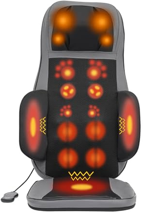 LNINNERY Shiatsu massage-sittdyna med värmefunktion 3 massagelägen nack- och ryggmassage kaffebrun (grå)