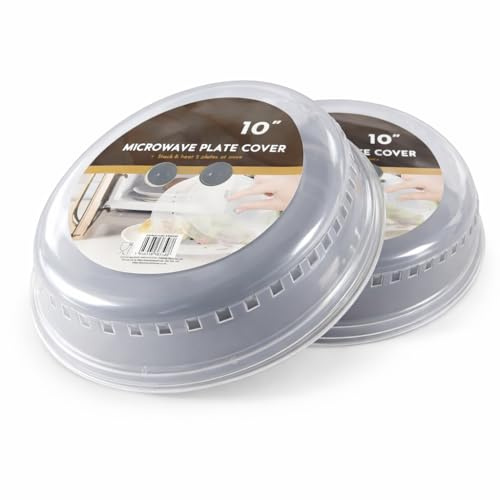 1ABOVE Microwave Plate Covers Pack of 2 | Clear Splatter Guard Lids with Steam Vents & Cool-Touch Handles | BPA-Free Microwave Safe Food Cover 26cm | Dishwasher Safe Kitchen Accessory