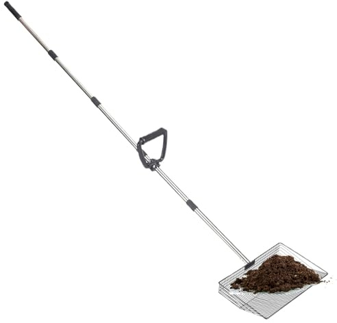 Pala para Gallinero,Tamizador de Lecho Antiadherente | Herramienta Extensible De Tamizado para Lecho De Gallinas para Conejo, Aves Corral, Perro, Caballo, Gato Y Granja