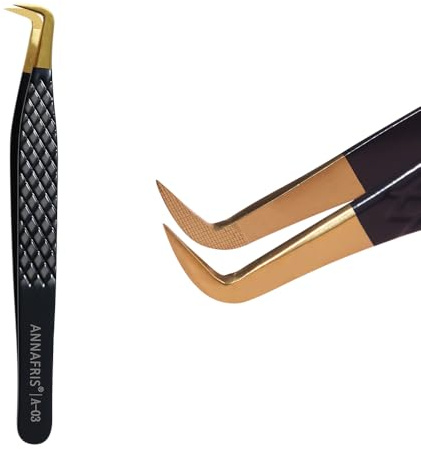 ANNAFRIS Pinzas para Extensiones de Pestañas Pinzas Pestañas Pelo a Pelo Lash Tweezers(A03)