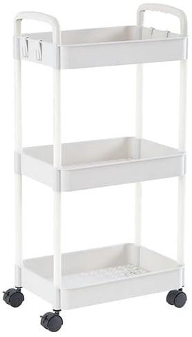 huiyoujiu Snack Cart, 3-Tier Trolley, A Multi-Functional Trolley Suitable For Kitchens, Bathrooms and Offices (White)