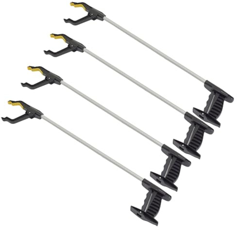 Litter Picker Ergonomic Long Reach Handle 30 Inch (75cm) Garden Tool, Magnetic Pick Up Durable & Sturdy for Picking Rubbish, Weeds, Leaves, Gardening, Elderly & Disabled Multi-use (4, Black)