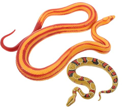 CLISPEED 2 Stück Realistische Kornnatter Figuren aus Kunststoff Kleine Schlangen Dekofiguren für Garten Desktop Pädagogisches Reptilien und Halloween Streiche Detailgetreue Schlange
