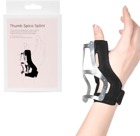 Kuvarix Daumenbandage Rechts & Linke, Daumenschiene mit Klappbarer Aluminiumplattenhalterung, Daumenorthese zur Daumen Verletzungen, Sehnenscheidenentzündung, Arthritis, Sattelgelenk, Universal Größe