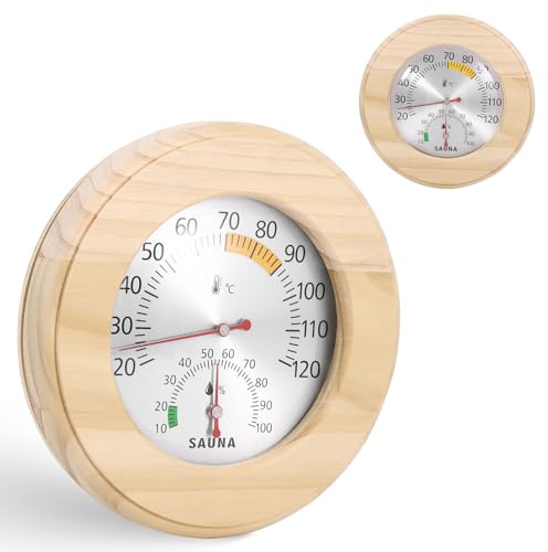 Thermomètre hygromètre 2 en 1, thermo-hygromètre en bois, haute précision, accessoires de sauna mesurant la température et l'humidité pour hammam, salle de sauna