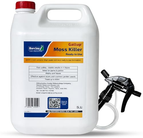 Gallup Moss Killer Ready to Use 5L – Fast Acting Patio & Driveway Moss Remover – Visible Results in 4 Hours – Covers up to 50m² – Ideal for Paths, Patios, Gardens & Driveways