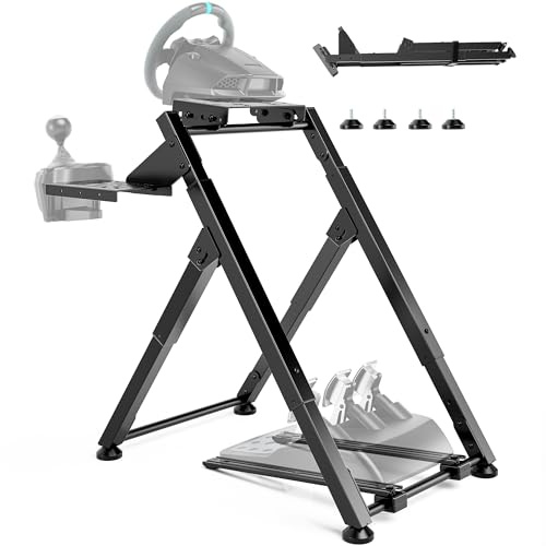ARES WING Lenkradständer, Klappbares Racing Wheel Stand mit Halterung | für Lenkrad, Schalthebel und Pedale für Sim-Racing, Kompatibel mit Logitech G29 G920 G923, Fanatec Thrustmaster Moza Simagic