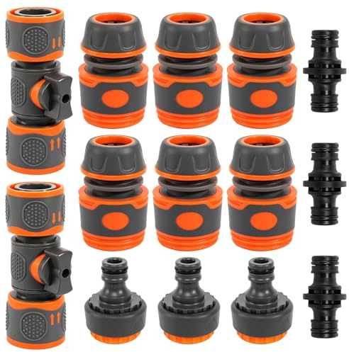 Giunto da giardino da 1/2, 14 pezzi, connettore per tubo da 1/2, set di connettori per tubo flessibile, accessori per tubo da giardino, connettore per prolunga e collegamento dell'acqua da giardino