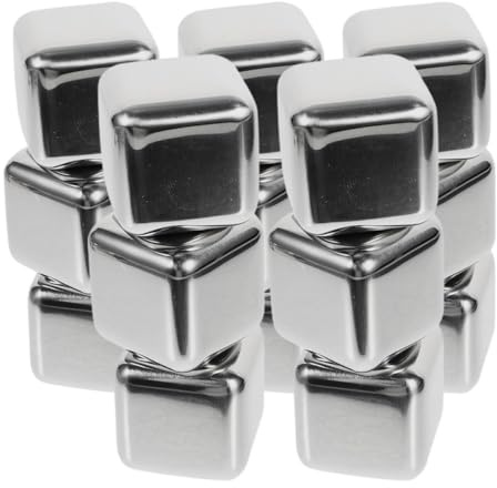BESTOYARD 15pcs Stainless Steel Metal Ice Cubes Whiskey Metal Ice Cube Reusable Rustproof Whiskey Rocks Stones Beverage Cooling Rocks for Party and Beach