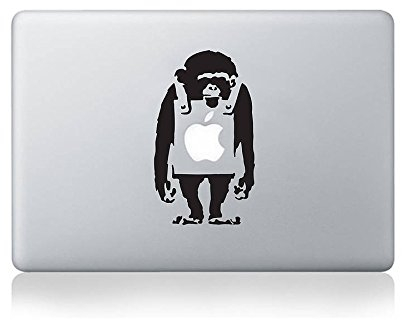 Banksy Monkey Macbook 13, 15, 17 inch Air 11 13 decal sticker Black art for Apple Laptop
