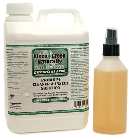 Kleen Green 64oz Concentrate + 8oz Spray invisiable biting mites, bird mites, bed bugs, dust mites, fleas,lice and cockroaches