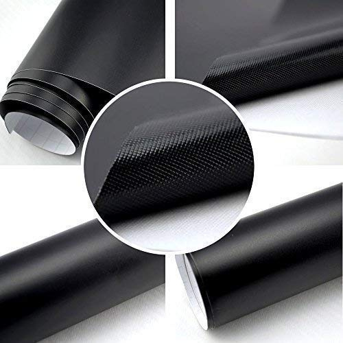 TipTopCarbon 6,57€/m² Autofolie Matt Schwarz 1m x 1,52m Auto Folie selbstklebend mit Luftkanälen 3D Flex