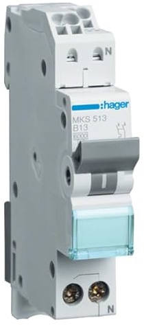 Hager MKS513 Leitungsschutzschalter 13A 1P+N 1-polig + N 6kA B-Charakteristik Quick Connect LS-Schalter