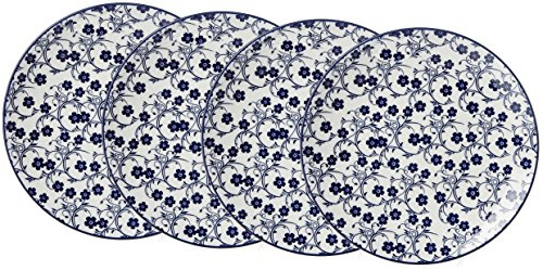 Ritzhoff & Breker Set med tårt- och frukosttallrikar, Royal Sakura, 4 delar, 21,5 cm diameter, porslinstallrik, blåvit, 21,50 x 21,50 x 2,50 cm