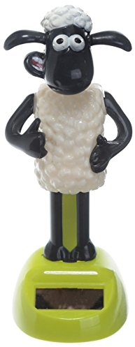 Puckator LTD. Shaun das Schaf Solar Wackel- Figur schwarz/weiß/grün, Bedruckt, 100% Kunststoff.