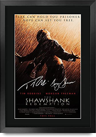 HWC Trading A3 FR The Shawshank Redemption Movie Poster Tim Robbins Morgan Freeman Signed Gift FRAMED A3 Printed Autograph Film Gifts Print Photo Picture Display…