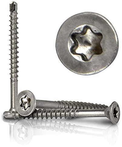 PROTECH 200 Stück Spanplattenschrauben 5x60mm V2A Edelstahl A2 Teilgewinde Senkkopf Torx-Antrieb TX Innensechsrund Schraube für Holz Holzwerkstoffe Weichholz Bohrspitze