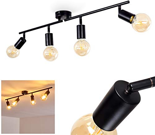 HOFSTEIN Deckenleuchte Maidford, verstellbare Deckenlampe aus Metall in Schwarz, moderne Leuchte im Retro/Vintage-Design, 4 x E27, Esszimmer, Schlafzimmer, Wohnzimmer, Küche