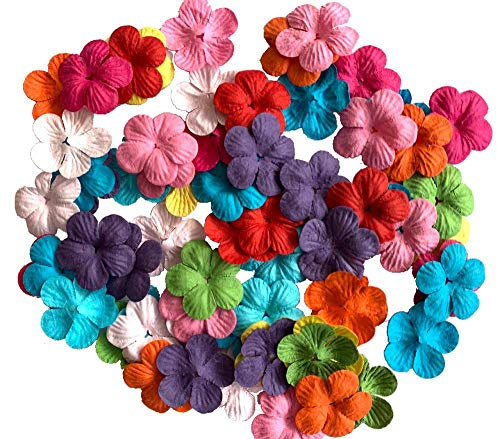 WADSUWAN SHOP 100 Stück Patch Blumen 25 x 25 mm Maulbeerpapier Blumen Scrapbooking Hochzeit Puppe Haus Supplies Karte Mini Papier Blumen Produkt aus Thailand