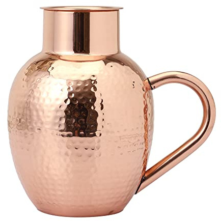 PREMIUM Copper Pitcher With BOWL, Pure HEAVY GAUGE Copper Handcrafted Hammered Jug, Capacity 50.7 US Fl Oz (1.5 Lt.) (Premium)