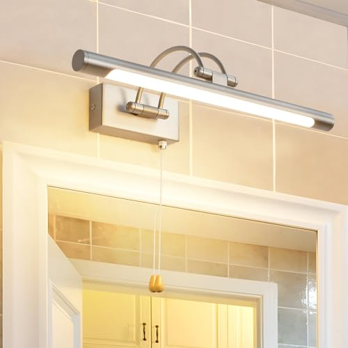 LED Applique Parete Lampada 40cm 8W Illuminazione Specchio da Bagno IP44 3000K Nichel Regolabile Braccio Luce Dell'immagine Luci Lettura Comodino Interni Applique Da Parete Con Tirare l'interruttore