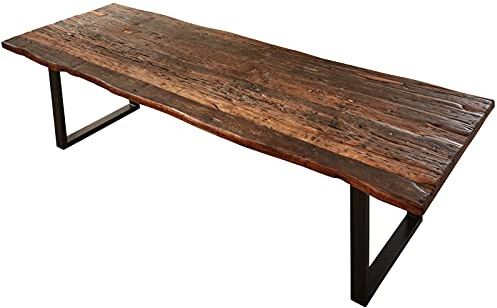 SAM Esstisch Ramona 260x100 cm recyceltes Altholz 50 mm U-Gestell schwarz | Rough Wood Platte, massiver Esszimmertisch, Metallgestell, Holztisch