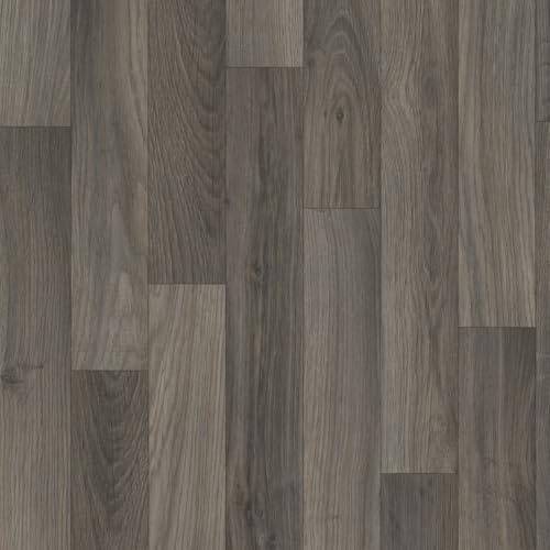 Vinylflooring UK Dark Grey Wood Effect Vinyl Flooring Roll For LivingRoom, DiningRoom, Kitchen, 2.8mm Thick Cushion Backed Vinyl Flooring Roll, Waterproof Lino Flooring-4m(13'1) X 8m(26'3)-32m²