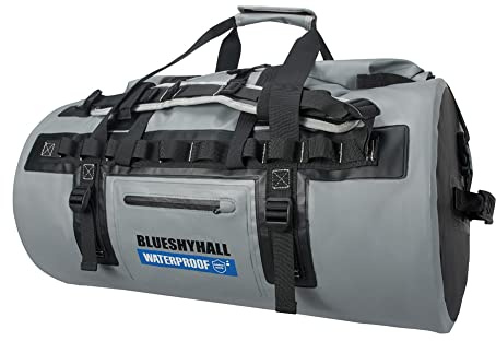 Blueshyhall Wasserdichter Rucksack Tasche Wasserdichte Tasche Rucksack Seesack Wasserfeste Sporttasche Duffel Bag Dry Bag Robuste Tasche Rolltop Tasche Rucksack für Bootfahren, Camping (Grau, 60 L)