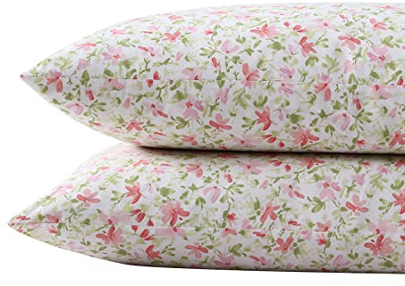Laura Ashley - Set di federe standard, biancheria da letto in cotone percalle traspirante, decorazione per la casa fresca e fresca (rosa Norella, 2 pezzi)
