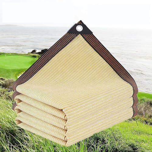 Voile Ombrage,HDPE Toile D'ombrage Pergola Serres Filet D'ombrage,Protection Rayons 80-95% UV Filet D'ombrage,pour La Couverture VéGéTale/Jardin/Voitures/Terrasse/Camping,Beige,2x5m